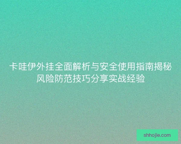 卡哇伊外挂全面解析与安全使用指南揭秘风险防范技巧分享实战经验