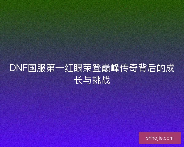 DNF国服第一红眼荣登巅峰传奇背后的成长与挑战