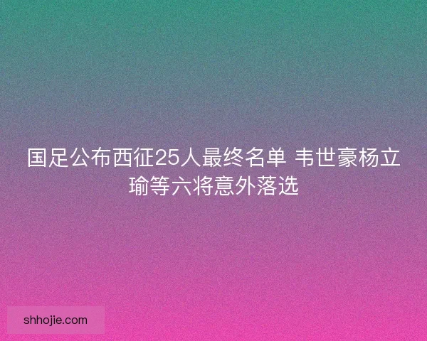 国足公布西征25人最终名单 韦世豪杨立瑜等六将意外落选 国足公布西征25人最终名单 韦世豪杨立瑜等六将意外落选